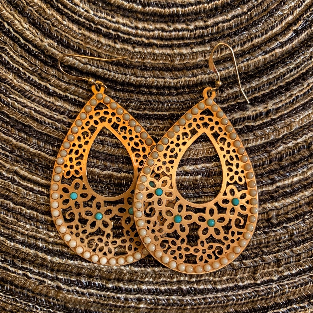 Gold with turquoise accent earrings